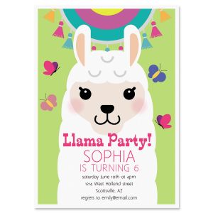 Llama Festival Birthday Invitation - Heavy Weight Stock
