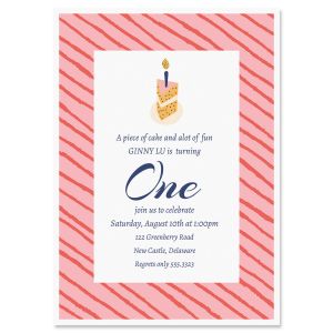 Piece of Cake Birthday Invitation - Light Weight Stock 