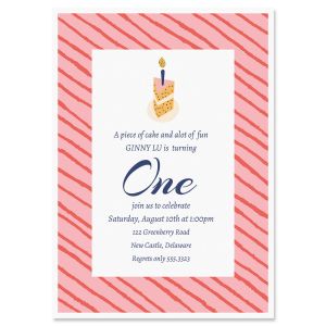 Piece of Cake Birthday Invitation - Heavy Weight Stock