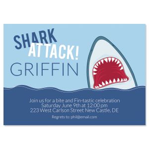 Shark Attack Birthday Invitation - Light Weight Stock