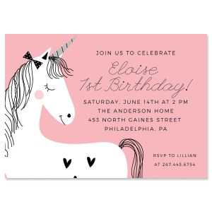 Simple Unicorn Birthday Invitation - Light Weight Stock 