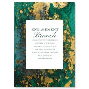 Emerald & Gold Agate Invitation - Light Weight Stock
