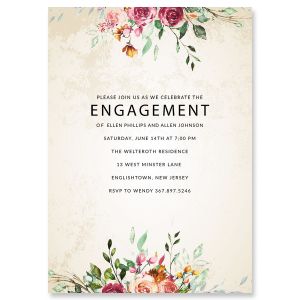 Fresco Floral Engagement Invitation - Light Weight Stock