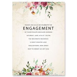 Fresco Floral Engagement Invitation - Heavy Weight Stock