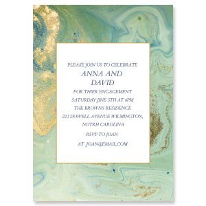 Teal and Gold Agate Invitation - Light Stock 