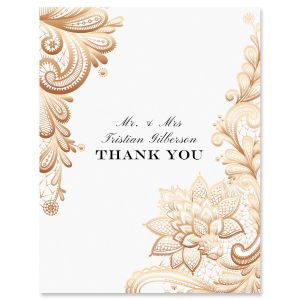 Gold Lace Thank You Cards - Light Stock