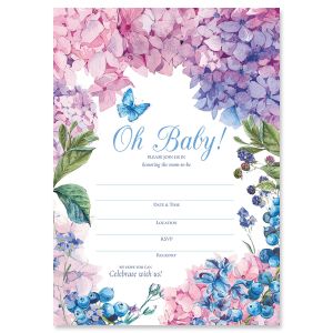 Hydrangea Baby Shower Fill In Invitations