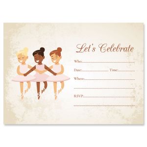Ballerina Birthday Fill In Invitation - Light Stock