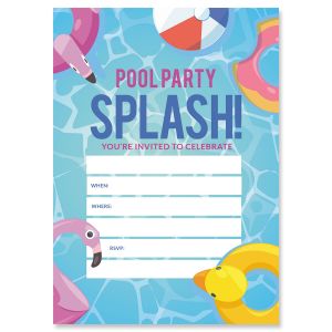 Pool Party Birthday Fill In Invitations