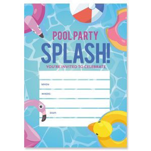 Pool Party Fill In Birthday Invitations