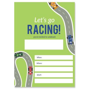 Race Car Birthday Fill In Invitations