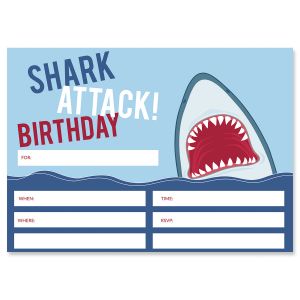 Shark Attack Fill In Birthday Invitations