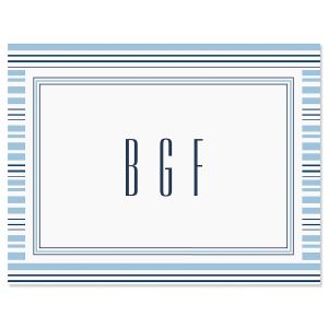 Stripes Personalized Note Cards - Monogram Blue