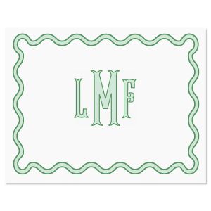 Scalloped Personalized Note Cards - Green