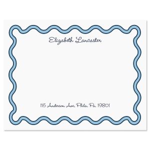 Scalloped Personalized Correspondence Cards - Blue