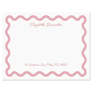Scalloped Personalized Correspondence Cards - Pink