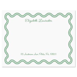 Scalloped Personalized Correspondence Cards - Green