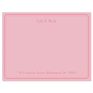 Solid Personalized Correspondence Cards - Pink