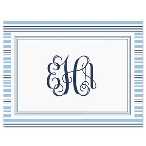 Stripes Personalized Note Cards - Blue