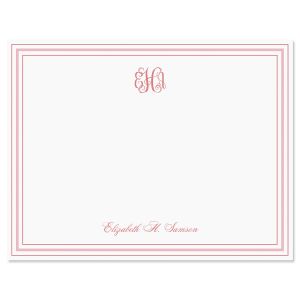 Stripes Personalized Correspondence Cards - Pink