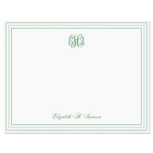 Stripes Personalized Correspondence Cards - Green