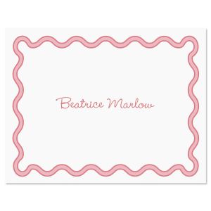 Scalloped Personalized Note Cards - Pink
