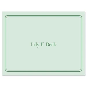 Solid Personalized Note Cards - Green