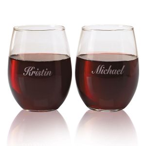 Stemless Engraved Wine Glass