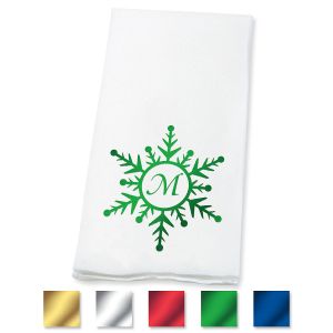 Snowflake Initial Foil-Stamped Disposable Hand Towels