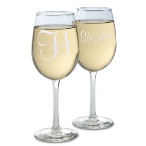 Personalized Script Stemmed Engraved Wine Glasses