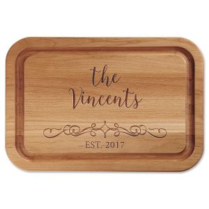 Vine-Design Engraved Alder Wood Cutting Board