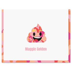 Pink Camo Poop Emoji Note Cards