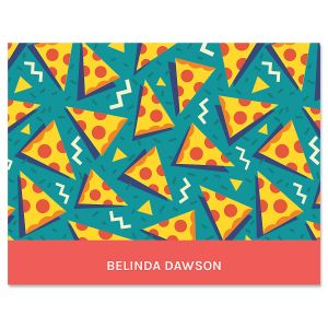 Retro Turquoise Pizza Note Cards