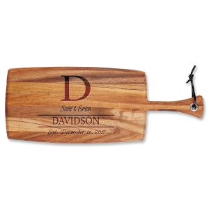 Initial Engraved Acacia Wood Paddle Cutting Board