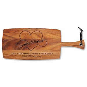 Happily Ever After Engraved Acacia Wood Paddle Cutting Board