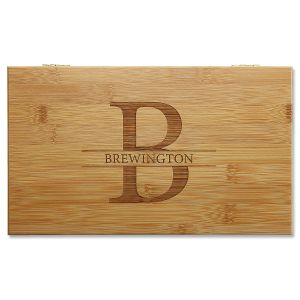 Engraved Initial & Name Bamboo Tea Box