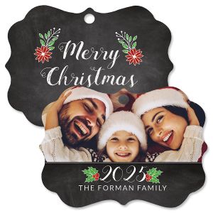 Merry Chalk Custom Photo Ornament