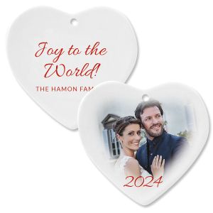 Joy Custom Photo Heart Ornament