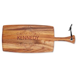 Scroll Engraved Acacia Wood Paddle Cutting Board