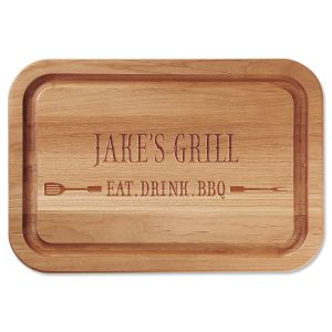Eat, Drink, BBQ Engraved Alder Wood Cutting Board