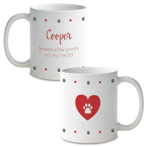 Paw Print Personalized Ceramic Mug Black Handle