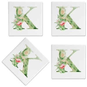 Watercolor Initial Customized Ceramic Coasters 