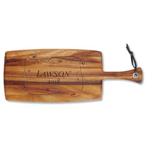 Swirl Engraved Acacia Wood Paddle Cutting Board