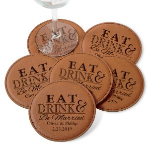 Personalized Eat, Drink and Be Married Coaster Set