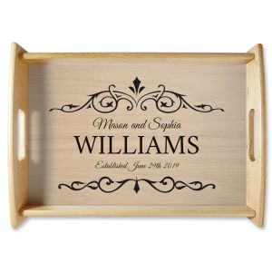 Personalized Established Natural Wood Serving Tray