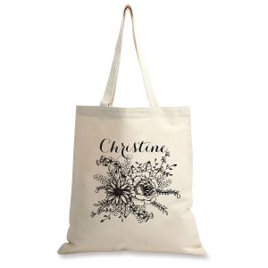 Personalized Floral Name Canvas Tote