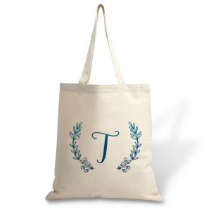 Personalized Initial Wreath Canvas Tote