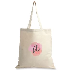 Personalized Watercolor Initial Canvas Tote
