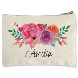 Personalized Floral Name Zippered Pouch