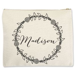 Personalized Wreath with Name Zippered Pouch